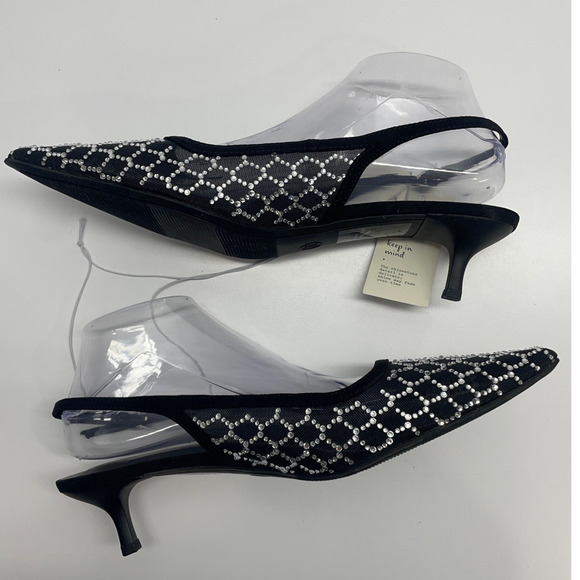 Slingback Kitten Heels Gigi Embellished Black Sz 6.5 New- A New Day - Picture 3 of 7